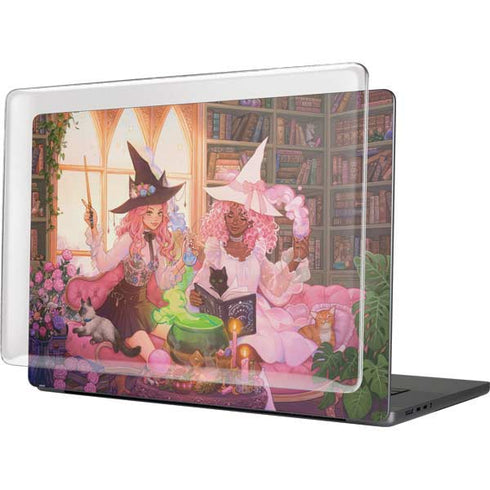 Pink Anime Witch Girls in Library with Cats by Ivy Dolamore MacBook Cases